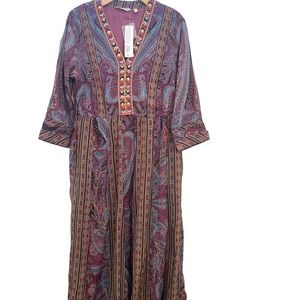 NWT SOFT SURROUNDINGS “Mira” Purple Paisley Dress size Medium
